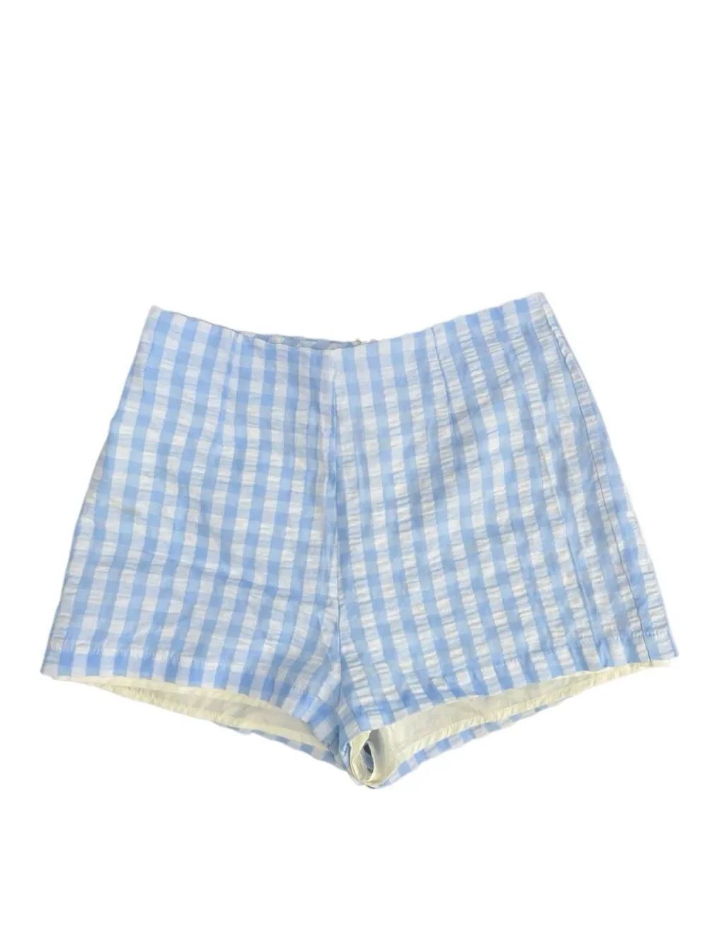 Shein Women's Blue & White Gingham High-rise Summer Shorts Size Petite Small